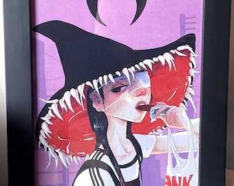 BREAK - 5.5x8.5 Art Print - Unique Original Creepy Surreal BiSH LingLing Wack Idol Witchy Art Girl Power Lines Witch Thank You Black Moon