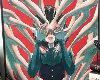 SHELTERED - 11x17 Arms Hand Eyes Body Horror Red Green Creepy Cross Surreal Scary Egirl Aesthetic Horror Macabre Art Print