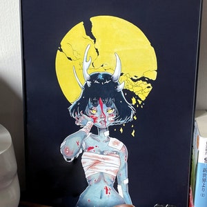 FRAIL - 9x12 Art Print - Monster Girl Demon Oni Zombie Undead Horns Creepy Cute Scary Surreal Surrealism Macabre Gothic Art Print Poster