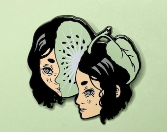 RIPE PIN - 1.75" hard enamel pin Kiwi white screenprint body horror Guro Girl Unique Creepy Gothic Surreal Vivisection Dissection