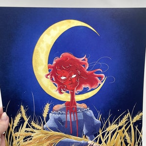 OOGST - 11x17 Blood Moon Wheat Sikkel Midwestern Folk Horror Body Horror Creepy Surreal Scary Macabre Print Farm Field Americana