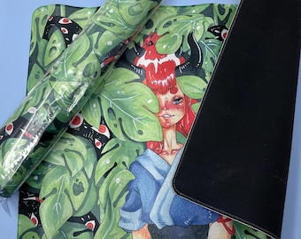 FOLIAGE PLAYMAT - MTG or Tcg Tabletop Card Gaming Mat, Mousepad Desktop Desk Pad Original Unique Creepy Monstera Witch Plant Art