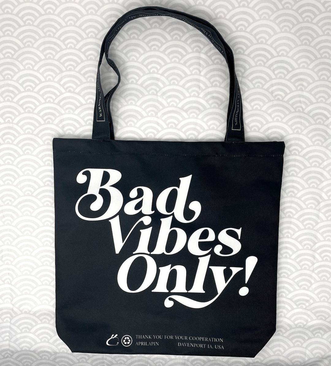 BAD VIBES ONLY! - Tote Bag Shoulder Purse Reusable Grocery Black