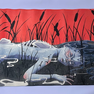 ALFOMBRA DE JUEGO RESERVOIR - Alfombrilla de juego de cartas de mesa MTG o Tcg, alfombrilla de ratón para escritorio, alfombrilla de ratón original y única con diseño de anime de terror y cuerpo espeluznante