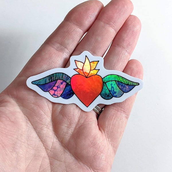 Sacred Heart Holographic Sticker