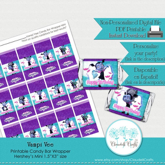Vampi Vee Inspired Printable Candy Bar Wrappers (Hershey Mini) Il_570xn