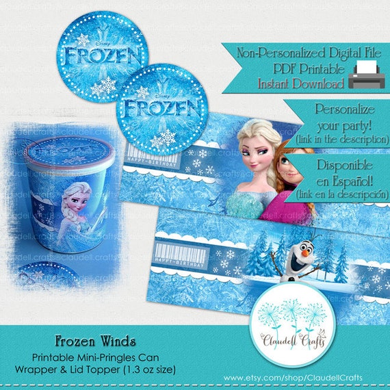 Frozen Winds Inspired Printable Mini Pringles Wrapper & Lid Topper Il_570xn