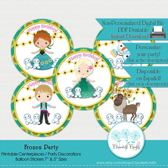 Frozen Social gathering Influenced Printable Centerpiece / Balloon photo regarding Printable Plates referred to as Frozen Get together Impressed Printable Centerpiece / Balloon