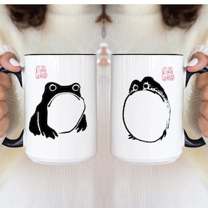 Taza de rana Matsumoto, encantadora taza para amantes de las ranas, taza de café Cottagecore, taza Goblincore, regalo de rana japonesa