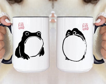 Matsumoto Frog Mug Charming Frog Lover Mug Cottagecore Coffee Mug Goblincore Cup Japanese Frog Gift
