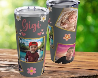 Personalized Grandma Photo Travel Mug Custom Text Tumbler for Mom, Granny, Gigi, Mimi, or Auntie Mother's Day Gift Multiple photos