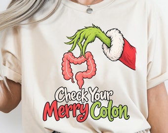 Funny Colonoscopy Christmas Shirt, Gastroenterology Tee, Check Your Merry Colon, GI Nurse Endoscopy Tech Gift, Colon Cancer Shirt