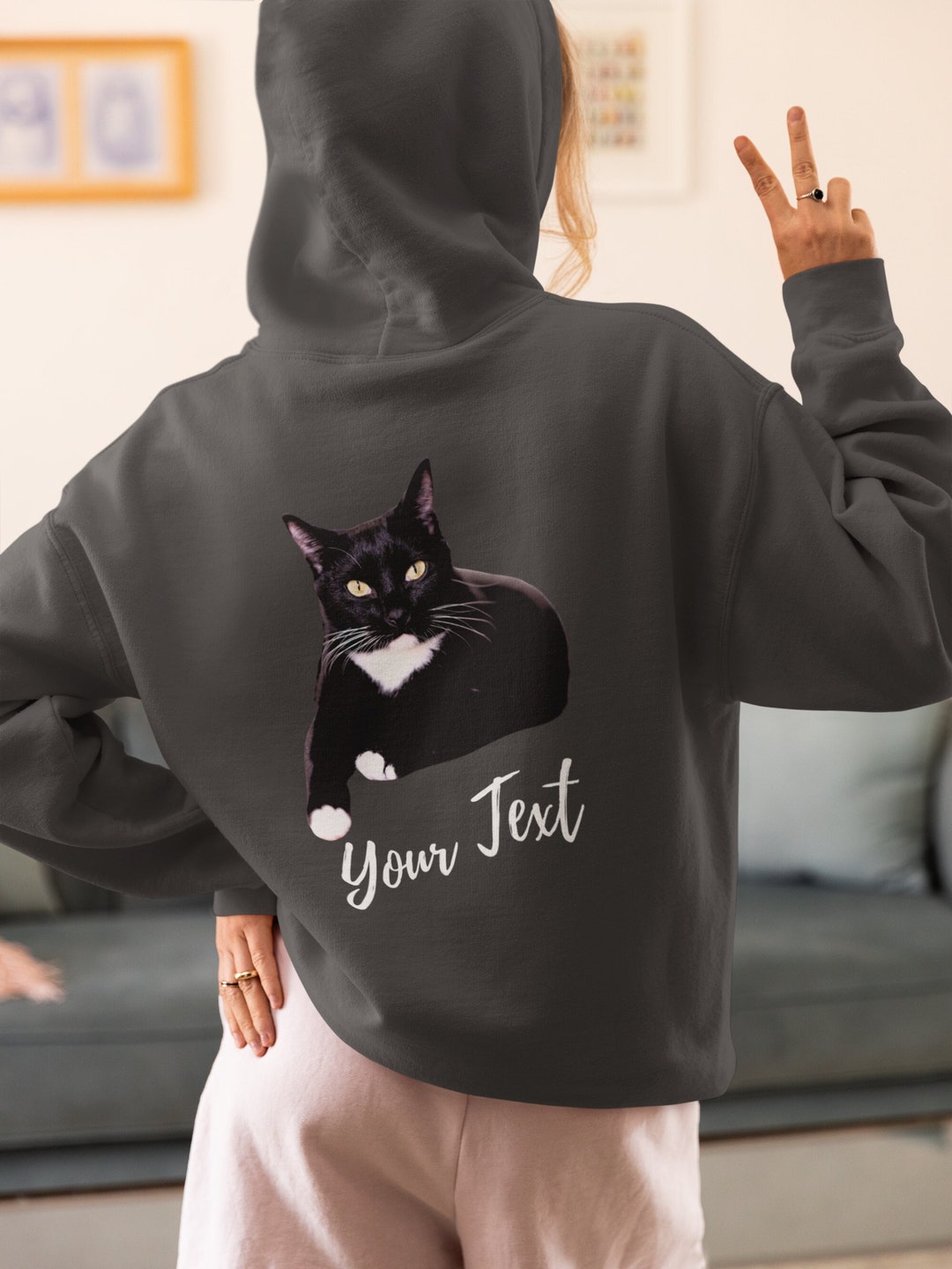 Pink Cat Face Print Men's Zip Up Hoodie