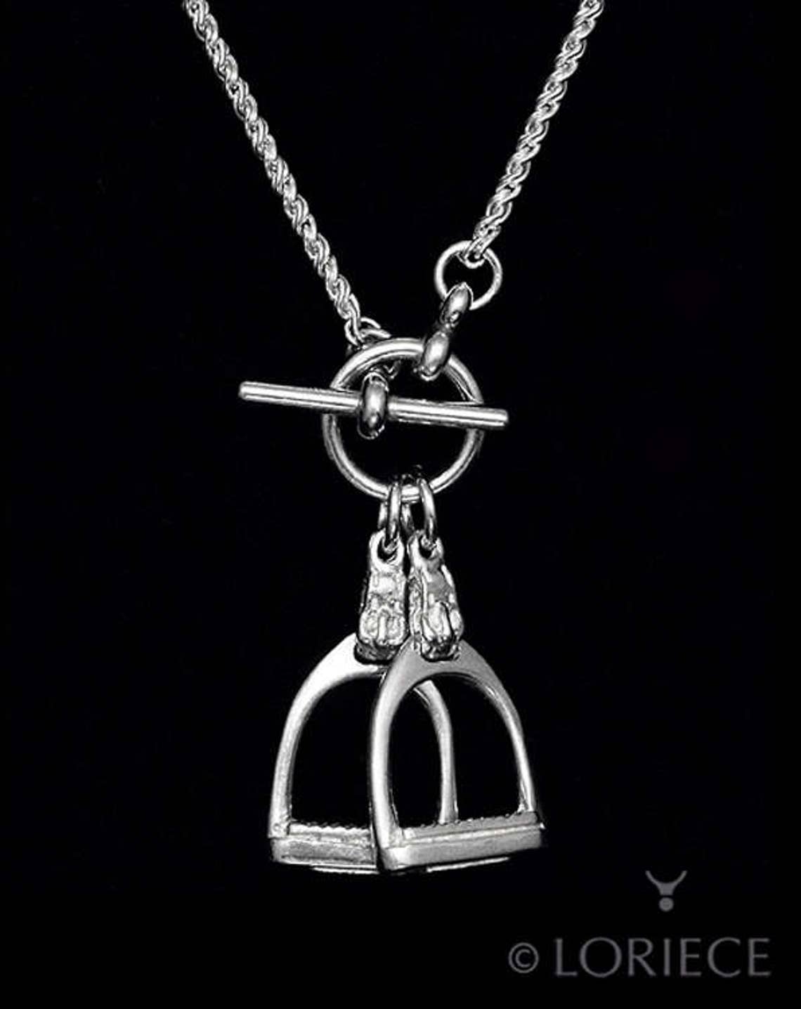 Sterling Silver Equestrian Stirrups and Toggle Necklace / Etsy