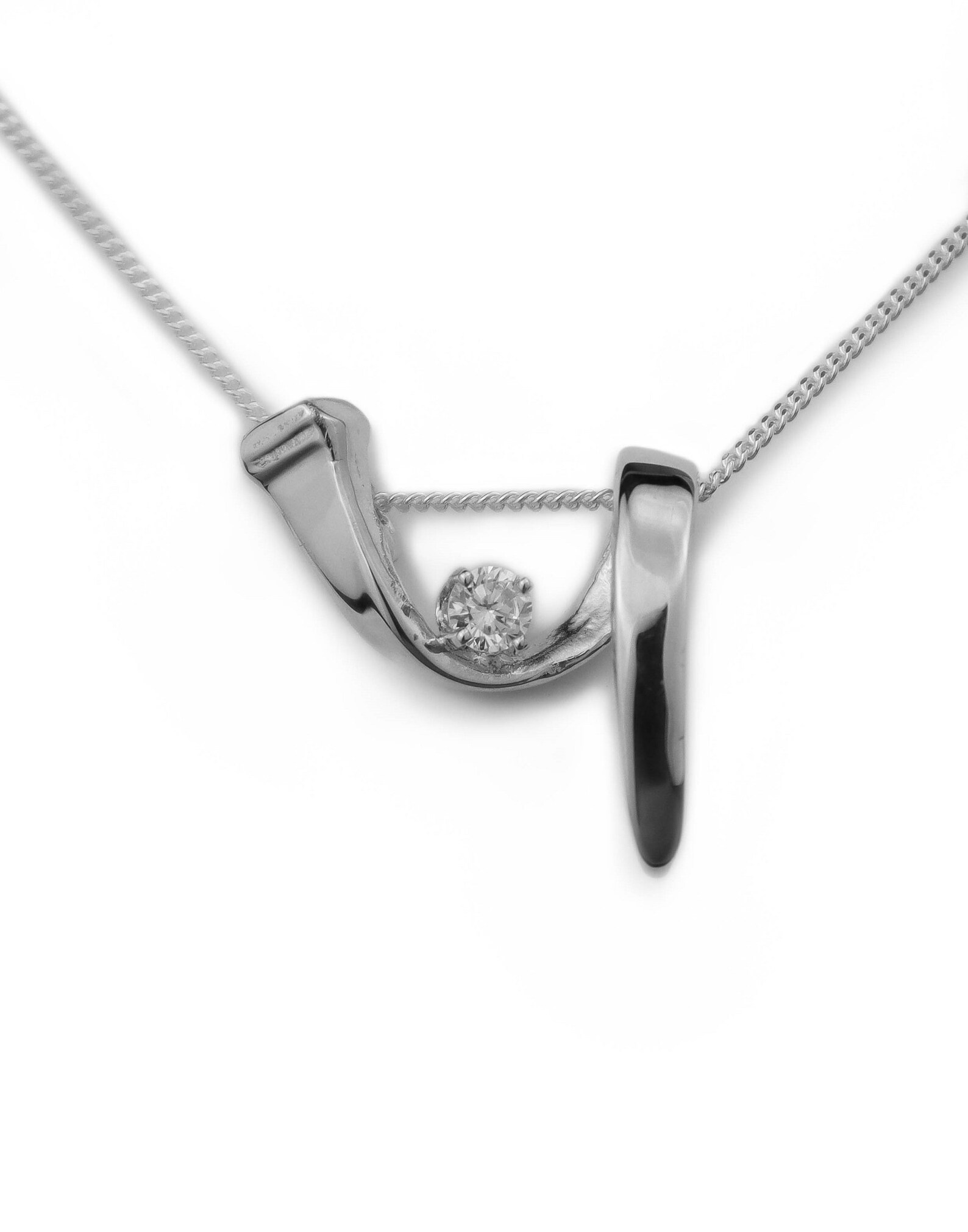 Sterling Silver Twisted Horseshoe Nail Necklace With Cubic Etsy