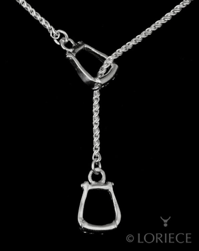Sterling Silver Western Stirrups Lariat Necklace / Sterling Etsy