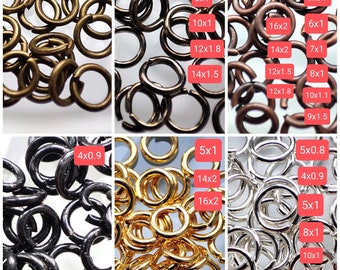 Junction rings from 4 to 16 mm in batches of 100 to 10 pieces, gold, silver, old-gold or copper