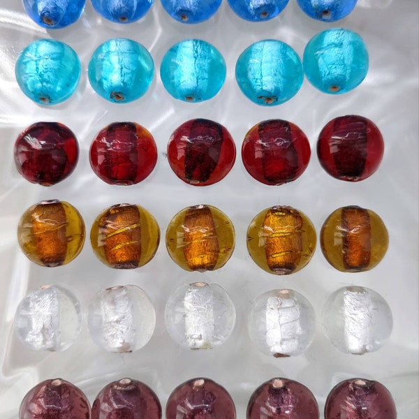 Lot de 5 demi boules en verre feuille argentée effet Murano