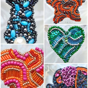 Broche brodée en perles motif lapin, coeur, étoile ou éléphant. Bijou fait main. Broche perlée .