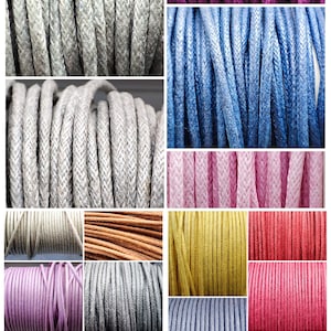 Cotton cord per 5 meters or spool of 100 meters. Available in 1, 1.8, 2 or 2.5 mm and choice between different colors image 1