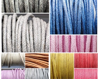 Cordone di cotone da 5 metri o bobina da 100 metri. Disponibile in 1, 1,8, 2 o 2,5 mm e scelta tra diversi colori