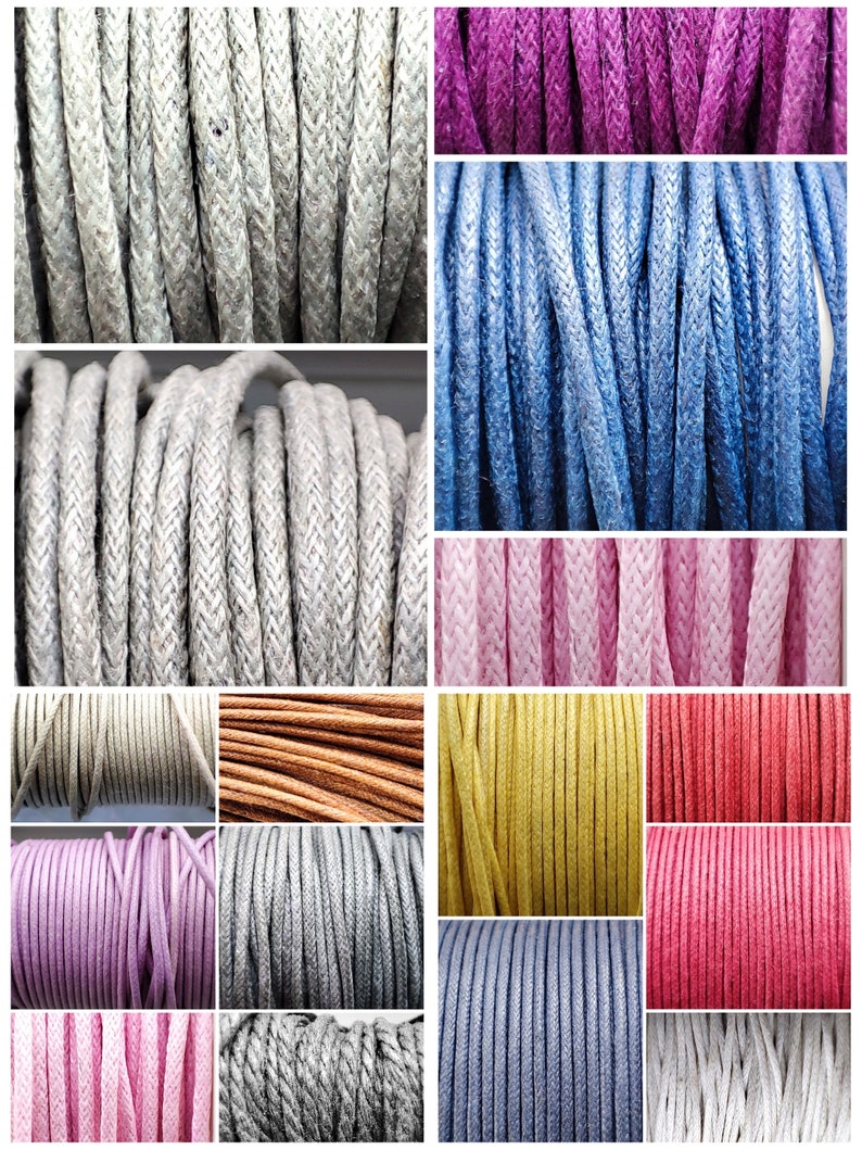 Cotton cord per 5 meters or spool of 100 meters. Available in 1, 1.8, 2 or 2.5 mm and choice between different colors image 1