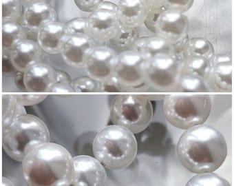 Lot de 100 perles nacrées blanches 6mm ou 30 perles nacrées 12mm en acrylique