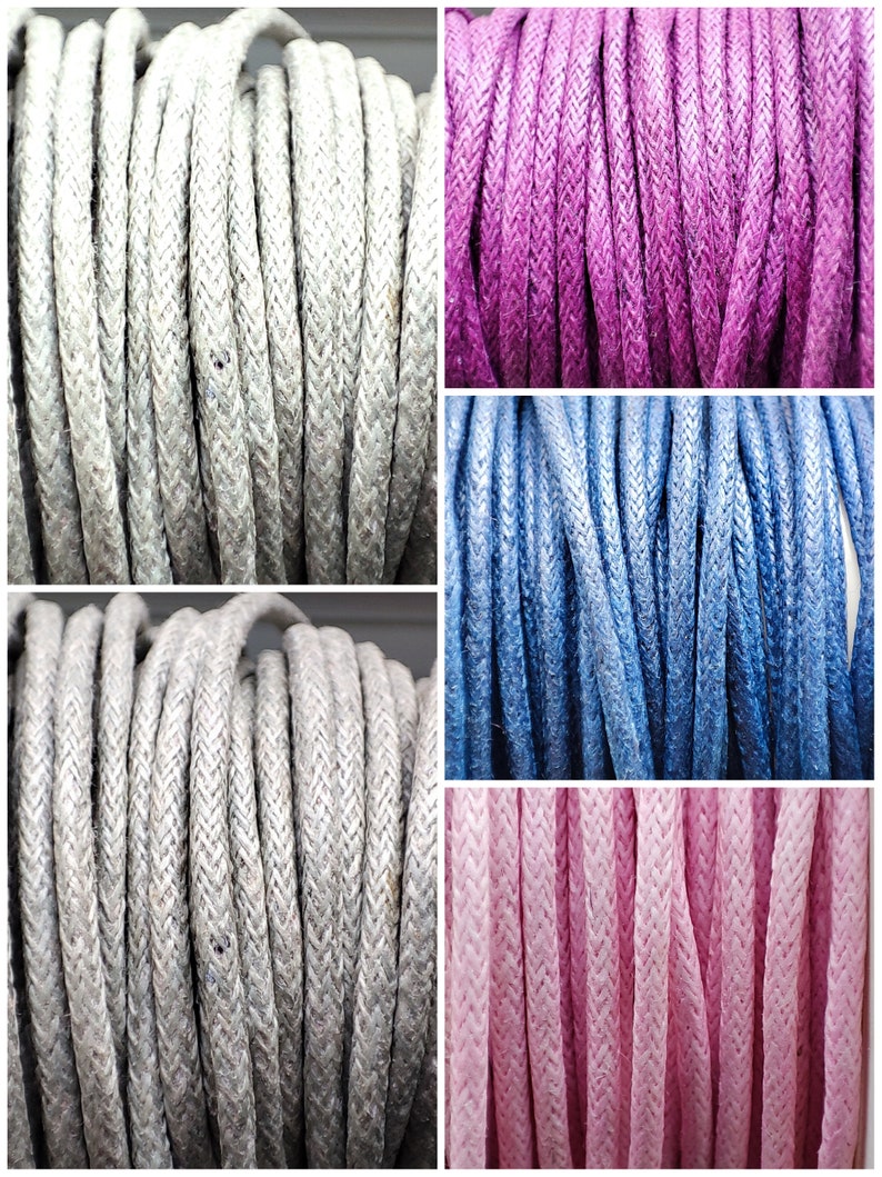 Cotton cord per 5 meters or spool of 100 meters. Available in 1, 1.8, 2 or 2.5 mm and choice between different colors image 3