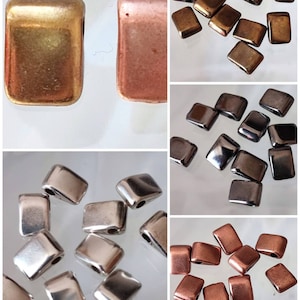 10 pendentifs rectangle argentés, bronzes, cuivrés ou gris hématites