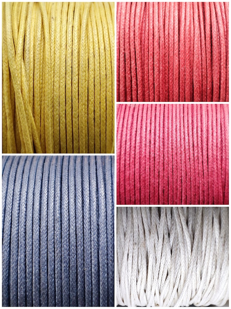 Cotton cord per 5 meters or spool of 100 meters. Available in 1, 1.8, 2 or 2.5 mm and choice between different colors image 2