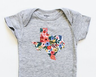 Texas Onesie® Baby Shower Gift - Texas Baby Girl - Floral Baby Onesie® - More Fabric Options