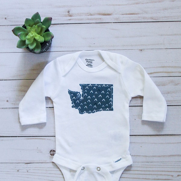 Washington Onesie® Baby Shower Gift - Washington State Onesie® - Handmade and Customizable - More Fabric Available