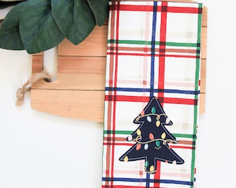Christmas Tree Tea Towel - Decorative Holiday Kitchen Towel - Housewarming Gift - Boho Holiday Decor - Rifle Paper Co. Holiday