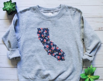 California Toddler Sweatshirt - Floral Boho Sweatshirt - Gifts for Kids - California Girl - More Fabric Options!