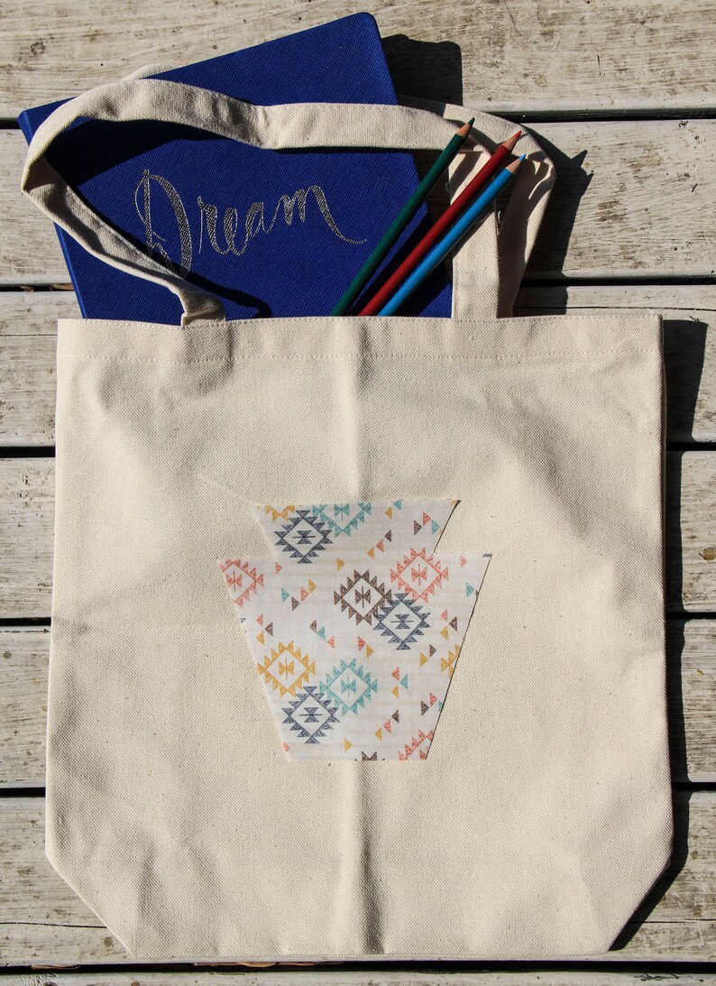Pennsylvania Keystone Canvas Tote Bag State Themed Homemade Tote More Fabric Options Available!