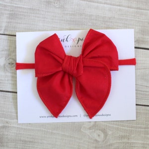 Red Holiday Hair Bow, Red Baby Bow, Red Christmas Bow, Red Nylon Headband, Red Christmas Headband, Classic Red Baby Bow, Red Headband