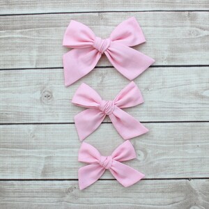 Baby Pink Hair Bow, Cotton Baby Headband, Pink Hair Clip, Pink Bow Headband, Nylon Baby Headband, Baby Girl Headband, Light Pink Baby Bow image 2