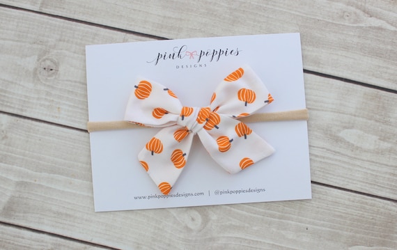 Classic Pumpkin Headband, Halloween Hair Bow, Pumpkin Baby Headband, Pumpkin Hair Bow, Pumpkin Patch Bow, Halloween Headband, Fall Hair Bow