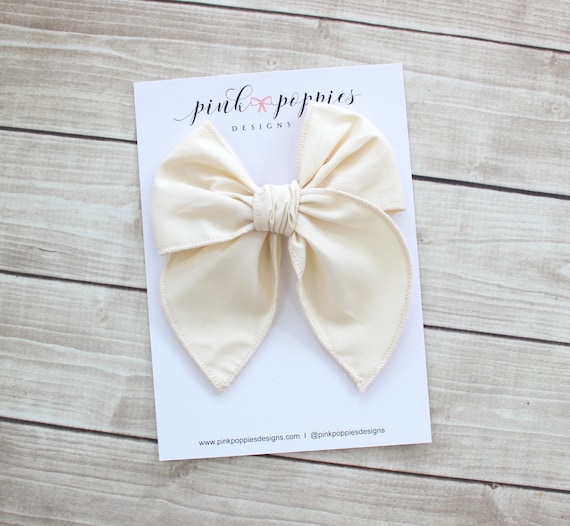 Oversized Ivory Hair Bow, Ivory Hair Clip, Ivory Bow Hair Clip, Cream Hair Bow, Ivory Cotton Hair Bow, Cream Toddler Hair Bow, Oversized Bow