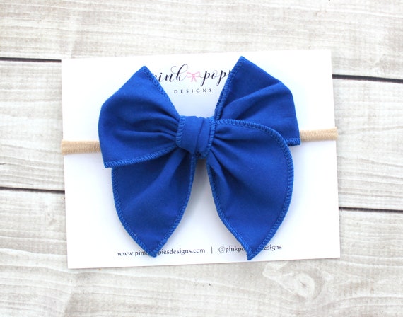 Royal Blue Hair Bow, Classic Blue Headband, July 4th Headband, Blue Nylon Headband, Blue Bow Headband, 4th of July Hair Bow, Baby Blue Bow
