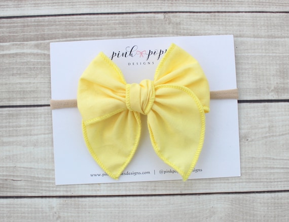 Buttercup Hair Bow, Cotton Hair Bow, Yellow Hair Clip, Yellow Nylon Headband, Yellow Bow Headband, Yellow Hair Clip, Yellow Baby Bow
