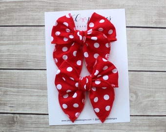 Minnie Mouse Pigtail Bows, Minnie Piggy Bows, Disney Pigtail Bows, Red Minnie Bows, Minnie Birthday Bows, Red Polka Dot Bows, Minnie Clip