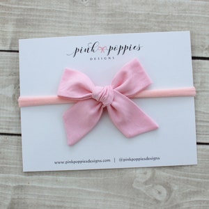 Pink Baby Headband, Pink Cotton Hair Bow, Newborn Headband, Pink Nylon Headband, Cotton Hair Bow, Infant Headband, Baby Nylon Headband