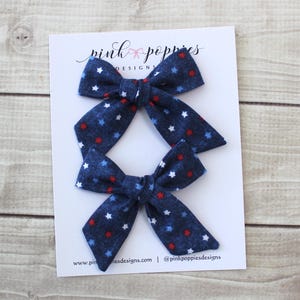 July 4th Hair Bows, 4th of July Bows, July 4th Piggy Bows, Patriotic Hair Bows, Star Baby Bows, Independence Day Bow, USA Pigtail Clips