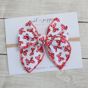 Petite Minnie Hair Bow, Cotton Hair Bow, Disney Hair Clip, Minnie Baby Bow, Mickey Hair Bow, Mickey Mouse Headband, Minnie Headband