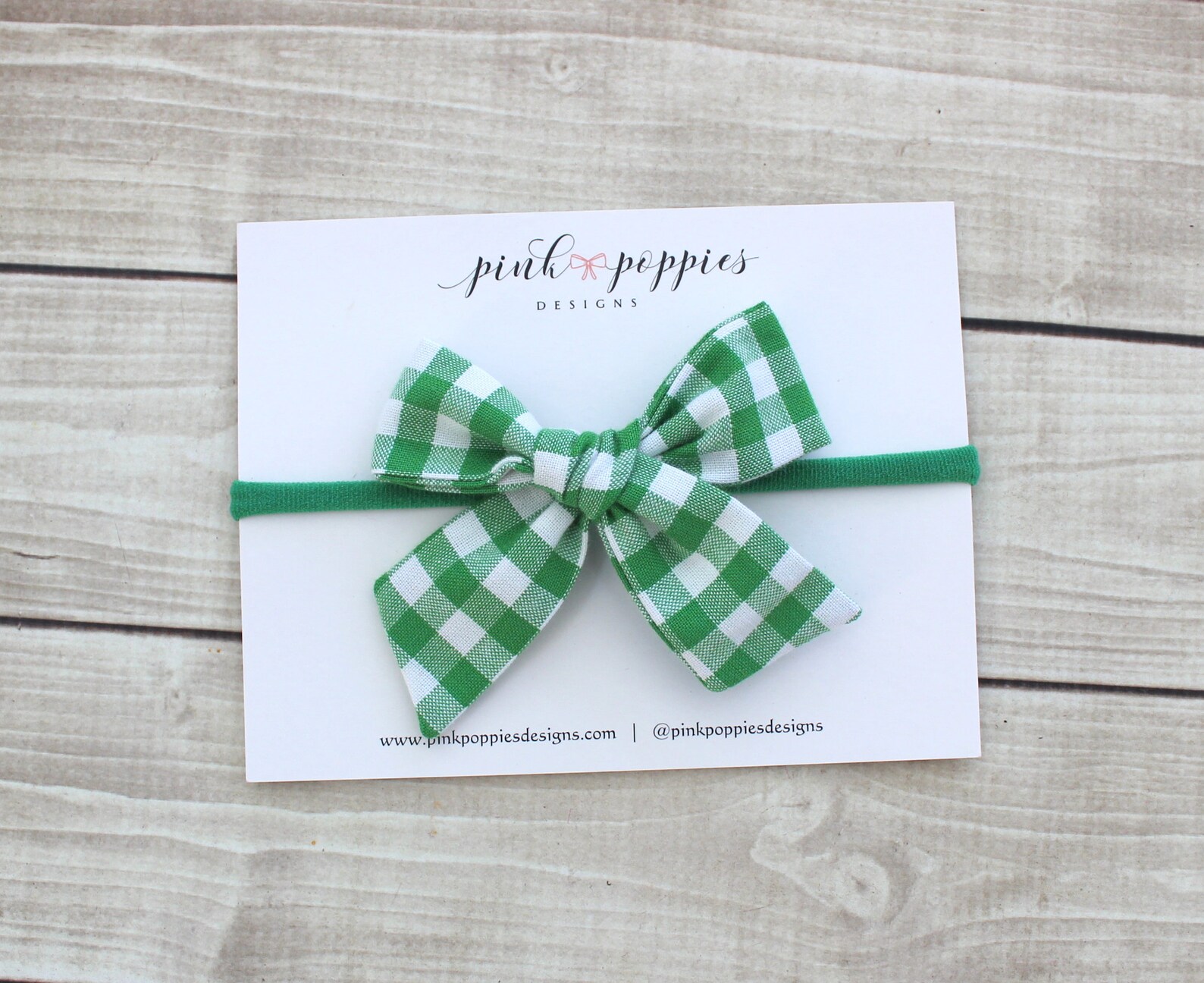 Green Gingham Hair Bow Green Headband St Patricks Headband Etsy