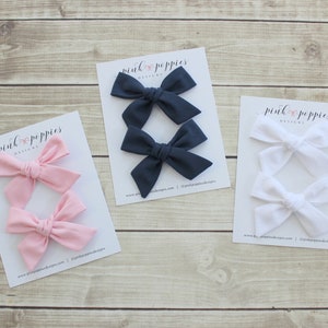 3 Sets of Pig Tail Bows, White Pig Tail Bows, Navy Pig Tail Bows, Pink Pig Tail Bows, Hair Bow Gift Set, Toddler Hair Bows