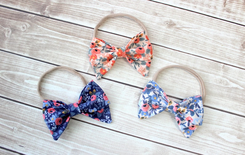 Baby Girl Headband Floral Print Headbands Newborn Headband Cotton bow headband Baby Headband Rifle Paper Co Rifle Paper Co Headband