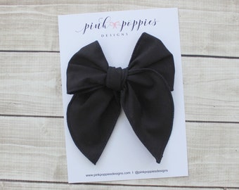 Oversized Black Hair Bow, Black Hair Clip, Black Bow Hair Clip, Large Black Hair Bow, Black Cotton Hair Bow, Black Toddler Bow, Black Bow