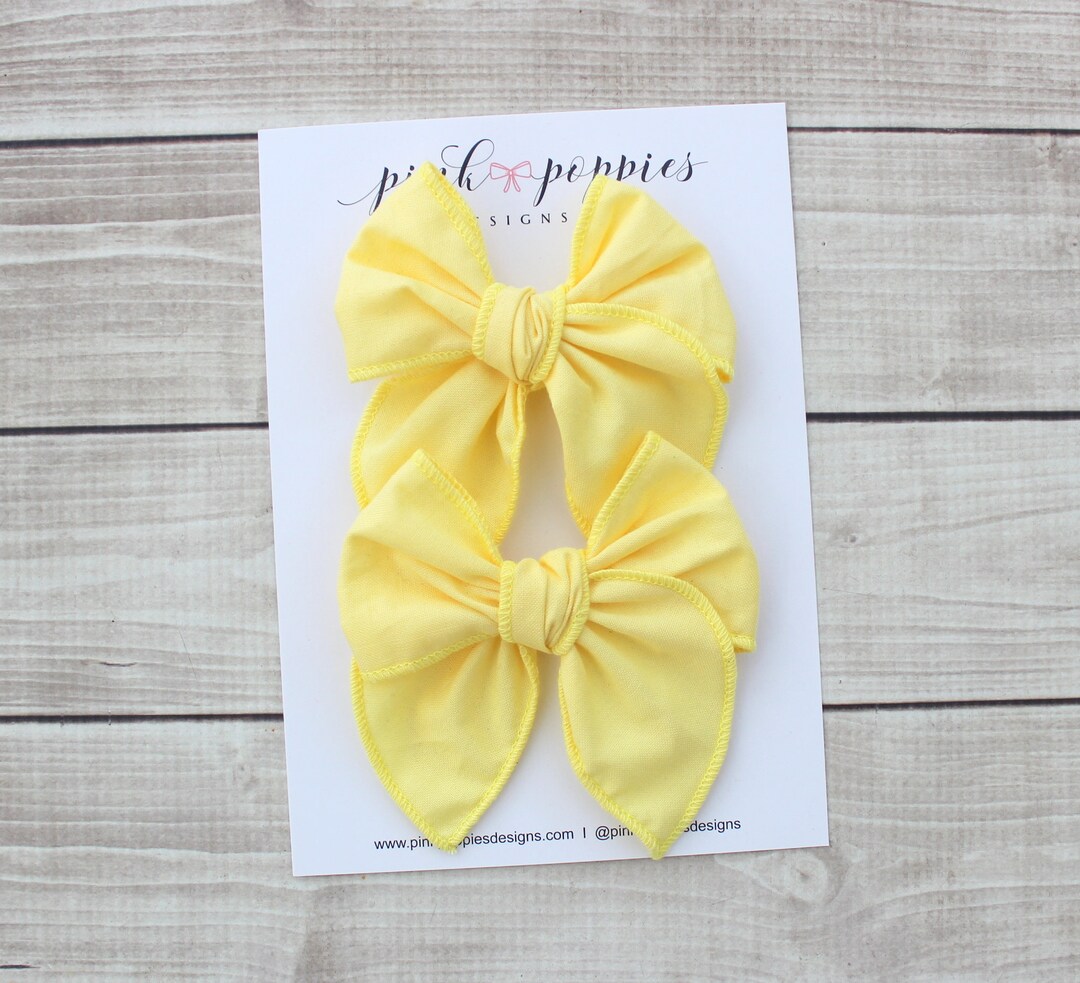 Buttercup Pigtail Bows, Yellow Hair Bows, Toddler Pigtail Bows, Yellow ...